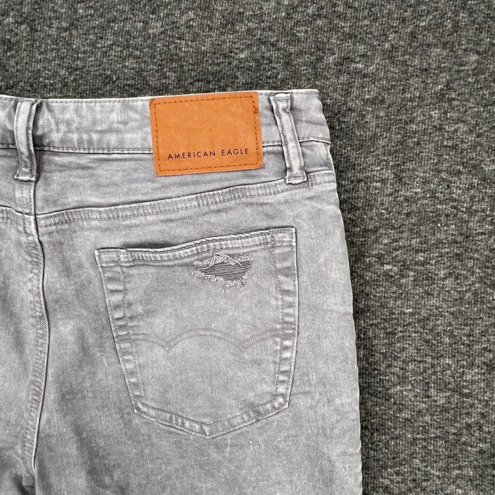 American Eagle Airflex+ Skinny Jeans Mens Grey Distressed Acid Wash Denim 33 - Picture 9 of 11